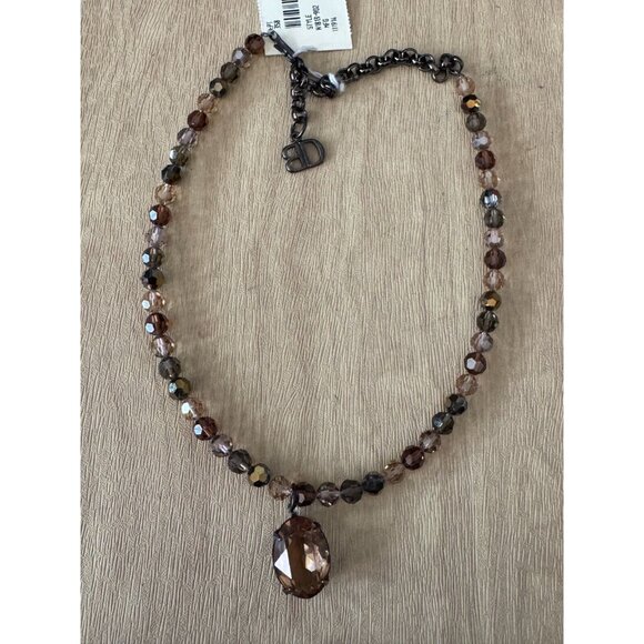 Blair Delmonico Beaded Necklace With Crystal Pendant 15" Length Adjustable Chain - Picture 13 of 13